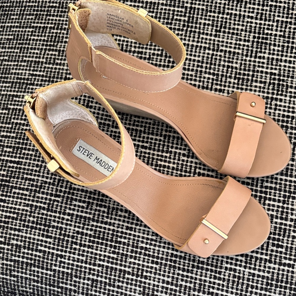 Steve Madden Beige Ankle Strap Sandals